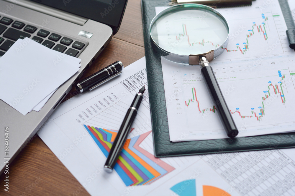 Financial printed paper charts, graphs and diagrams Financial printed paper charts, graphs and diagrams