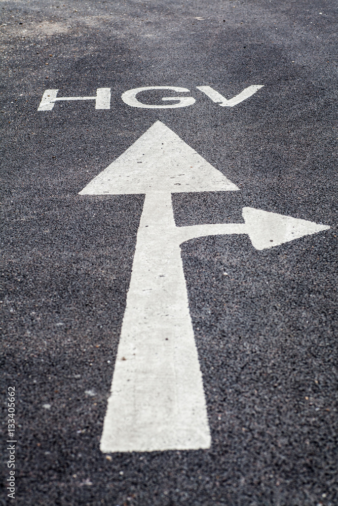 White Arrow on Road for trucks White Arrow on Road for trucks