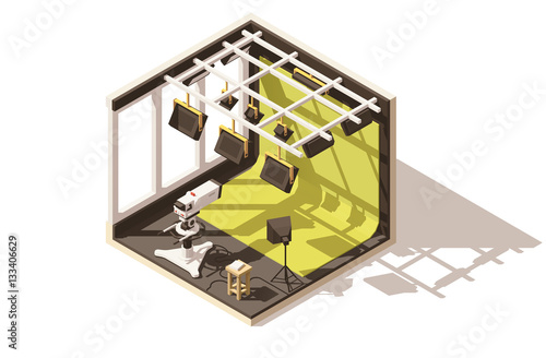 Vector isometric low poly television studio