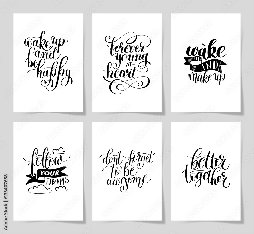 set of 6 hand written lettering positive inspirational quote set of 6 hand written lettering positive inspirational quote