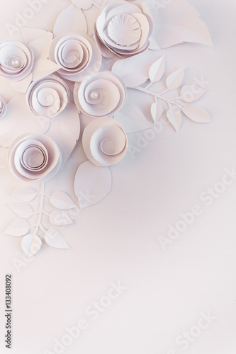 3d floral frame, white paper flowers
