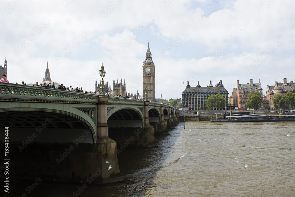 View of a Big Ben,  Thames River and bridge