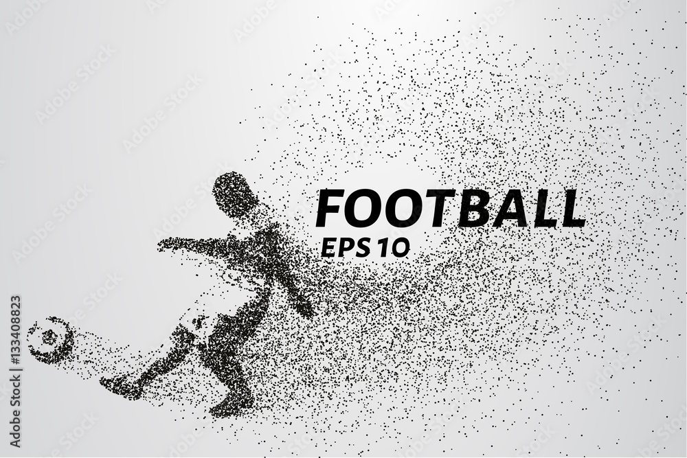 Fototapeta premium Football of the particles. Silhouette of a football player consists of points and circles. Vector illustration
