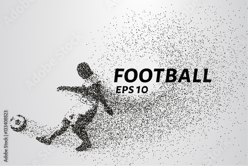 Football of the particles. Silhouette of a football player consists of points and circles. Vector illustration