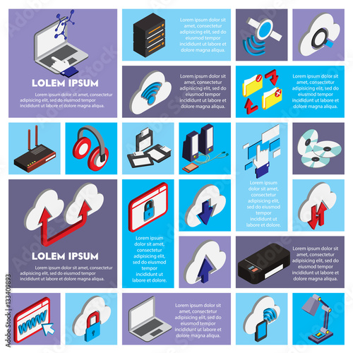 illustration of info graphic technology concept in isometric 3d graphic
