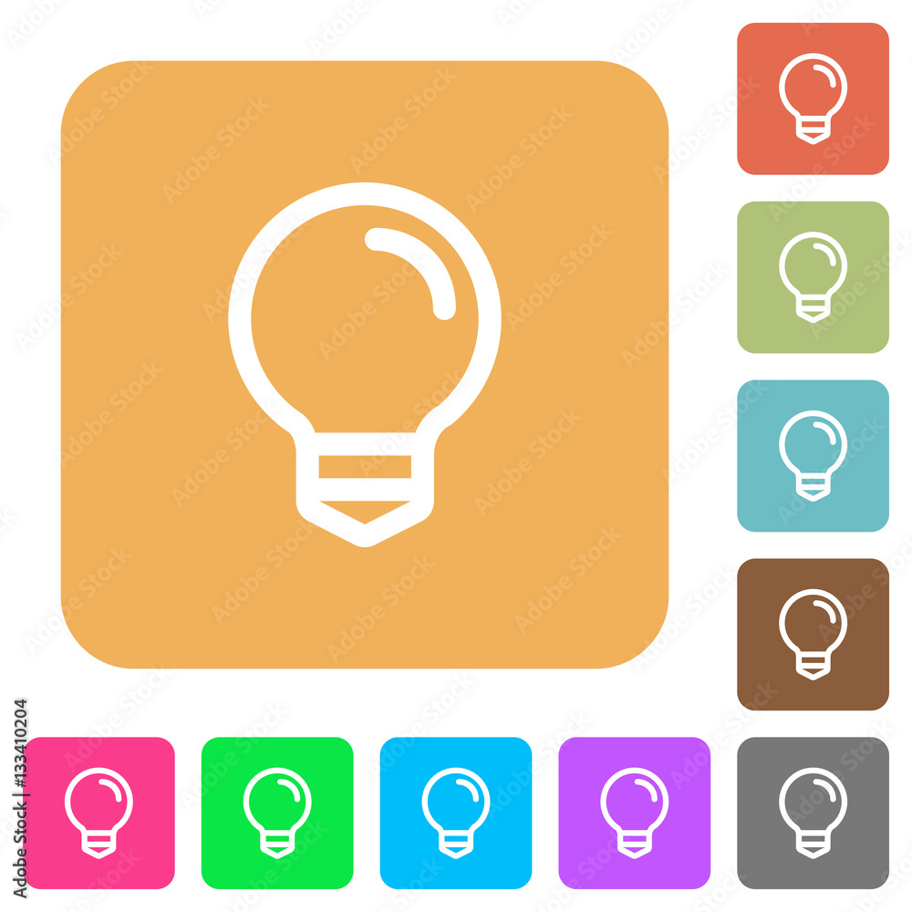 Light bulb rounded square flat icons Light bulb rounded square flat icons