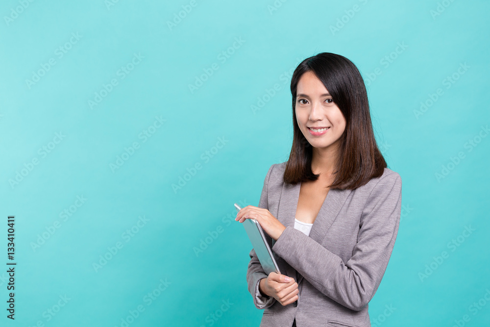 Businesswoman holding digital tablet computer Businesswoman holding digital tablet computer