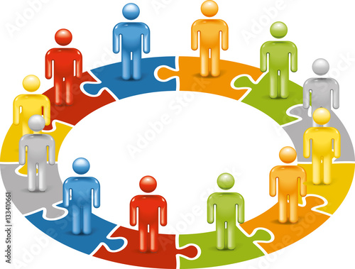 Large team jigsaw cycle people icon