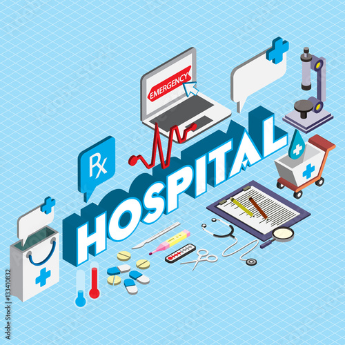illustration of info graphic hospital icons set concept in isometric 3d graphic © toonsteb