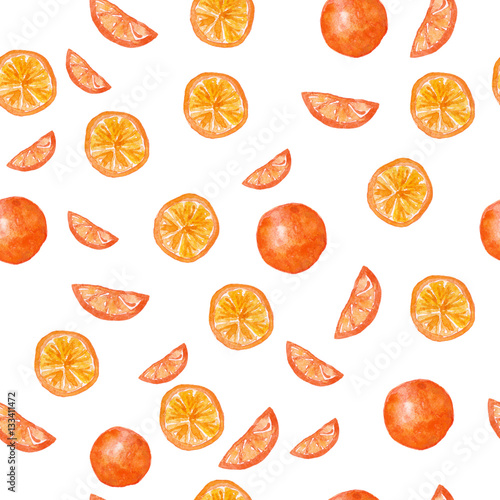 Watercolor seamless pattern. Orange