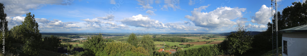 Panoramic outlook from the mountain Schlossberg in Bavaria