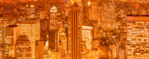 Fototapeta Widok na Nowy Jork Manhattan w godzinach wieczornych panoramiczna