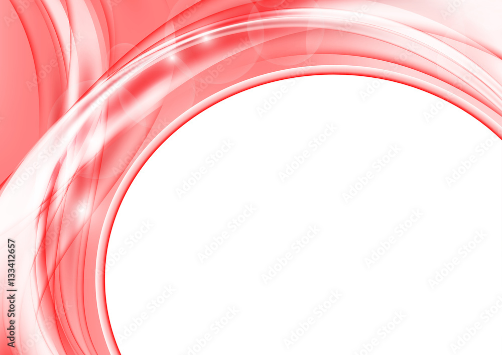 Naklejka premium Abstract red waves background - Bright red background with curved lines.