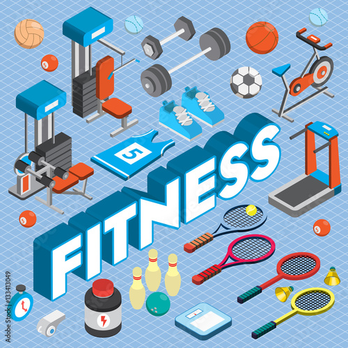 illustration of info graphic fitness concept in isometric 3d graphic