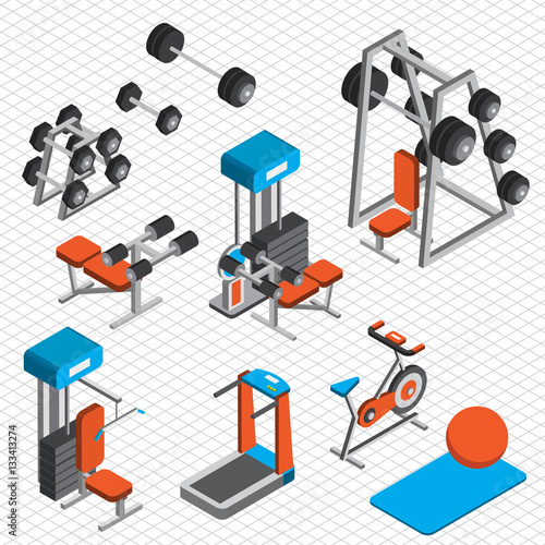 illustration of info graphic fitness concept in isometric 3d graphic