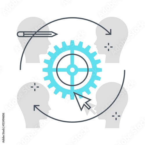 Color line, customer retenton concept illustration, icon