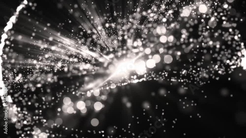  Space silver dust with stars on black background. Sunlight of beams and gloss of particles galaxies.