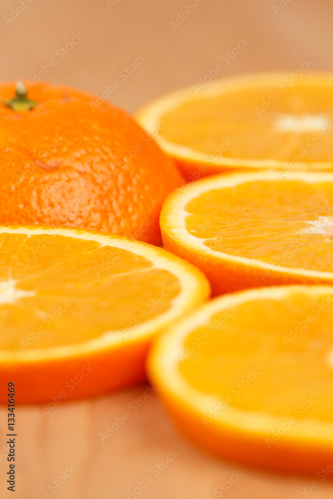 Closeup of orange slices, low focus, blurry Closeup of orange slices, low focus, blurry