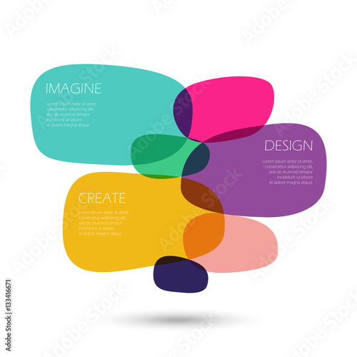 Infographic Template. Creative concept. Imagine. Design. Create. Colorful glass pebbles. Vector EPS 10