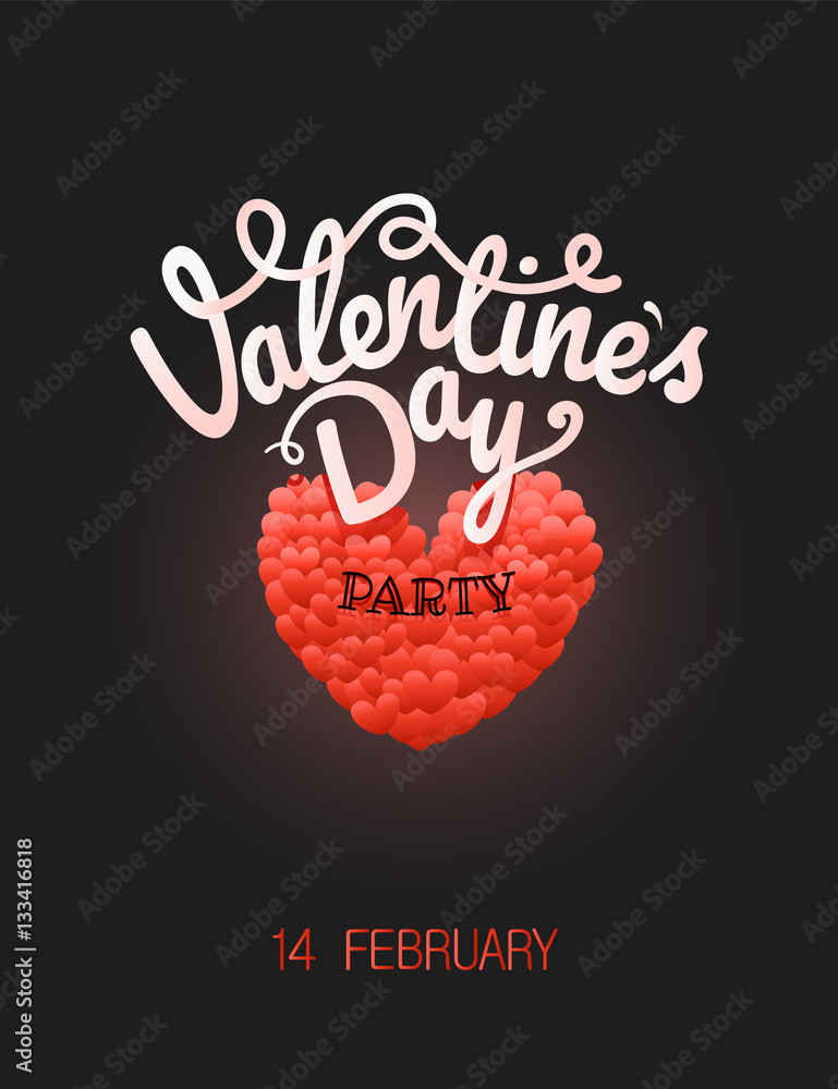 Obraz premium Happy valentines day wishes. Valentines day party poster