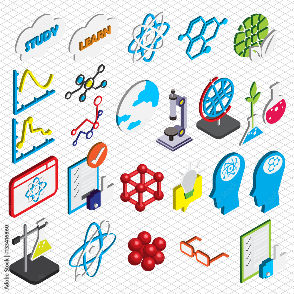 illustration of info graphic science icons set concept in isometric 3d graphic illustration of info graphic science icons set concept in isometric 3d graphic