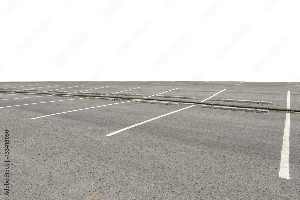 Fototapeta premium Empty parking lot isolated on white background. This has clipping path.