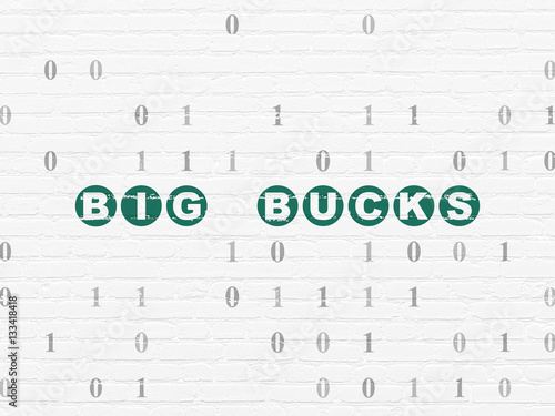 Business concept  Big bucks on wall background