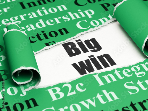 Finance concept: black text Big Win under the piece of  torn paper