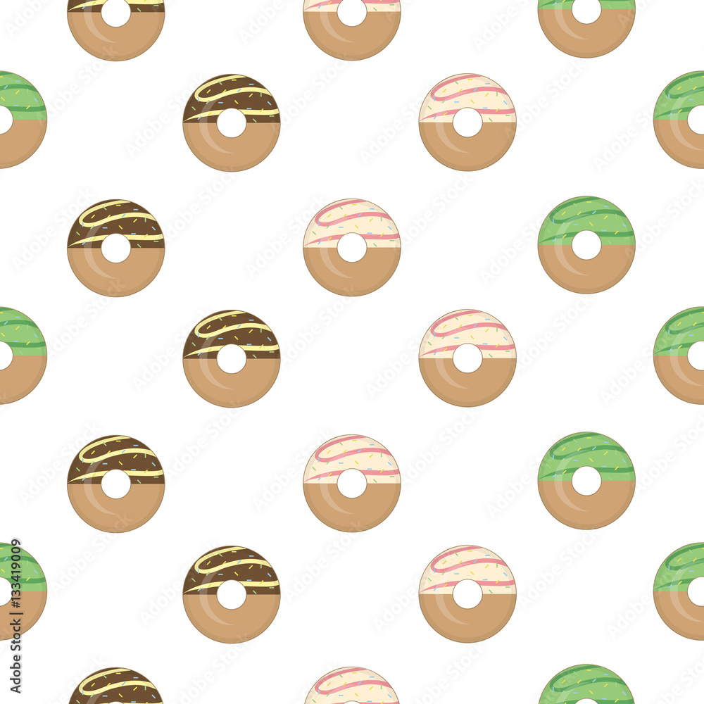 Colorful and sweet glazed donuts. Seamless pattern. Colorful and sweet glazed donuts. Seamless pattern.
