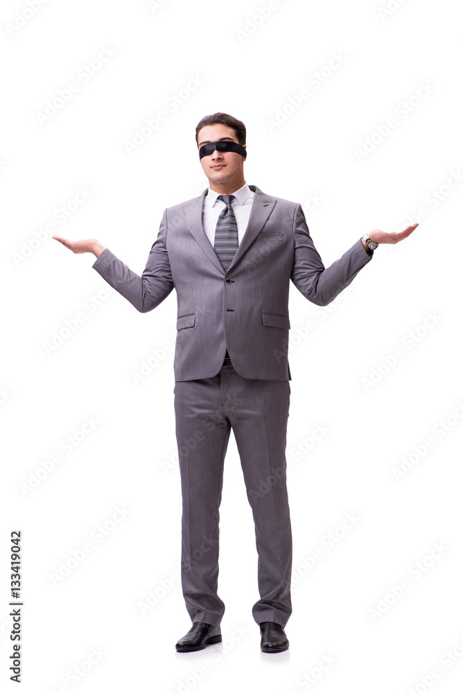 Blindfolded businessman isolated on white Blindfolded businessman isolated on white