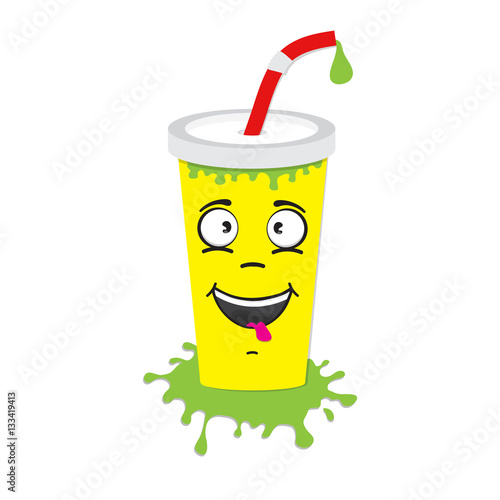 cartoon flat soda drink cup character icon vector illustration isolated on white