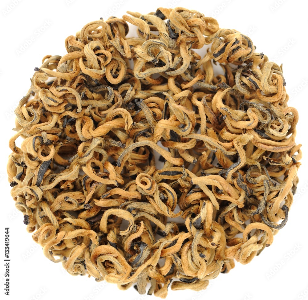 Yunnan Mojiang chinese black tea in round shape isolated Yunnan Mojiang chinese black tea in round shape isolated