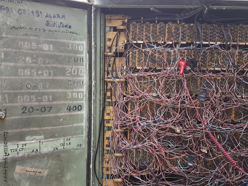 Old Telephone Wiring Cabinet with Door Open photo