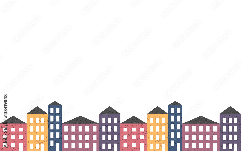 Background border colorful houses, vector