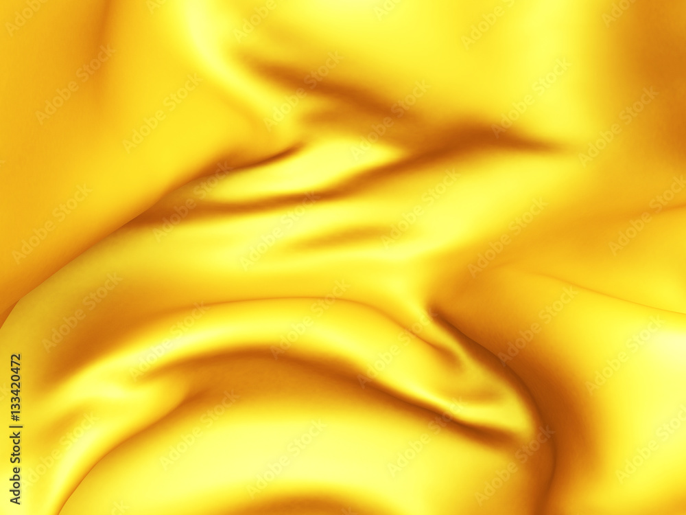 Fototapeta premium Golden silk cloth glossy waves luxury background