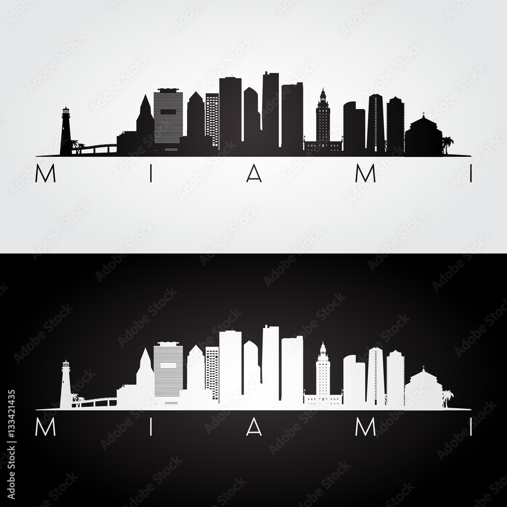 Miami city skyline silhouette