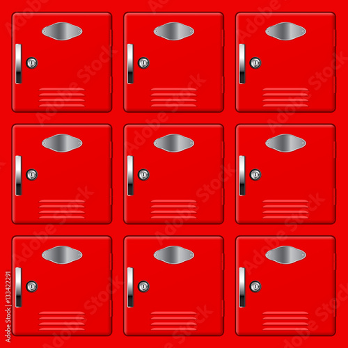 Storage safe lockers. Red section