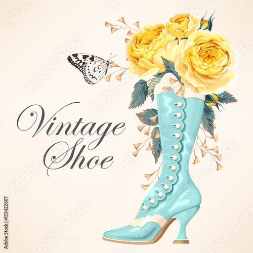 Vintage shoe with roses