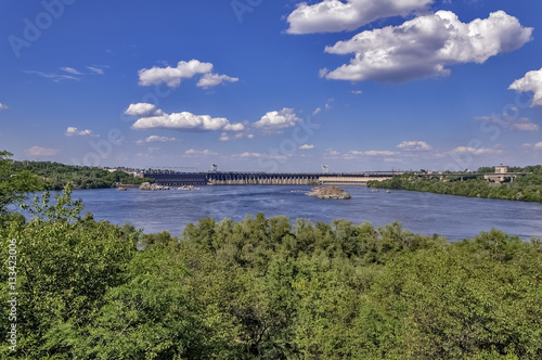 Landscape from the island Khortytsya Zaporozhye on hydroelectric power station