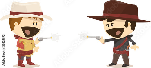 Duel de cow-boy au far west, shérif et bandit