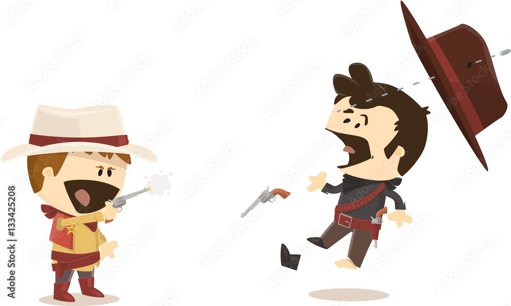 Duel de cow-boy au far west, shérif et bandit