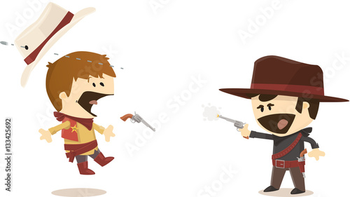 Duel de cow-boy au far west, shérif et bandit