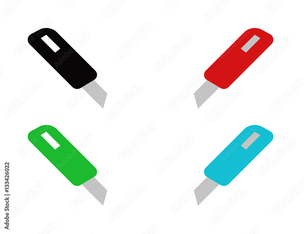 Vector flat set of blade cutter office tool Vector flat set of blade cutter office tool