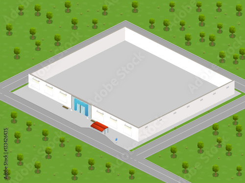 Isometric shopping mall. Vector illustration.