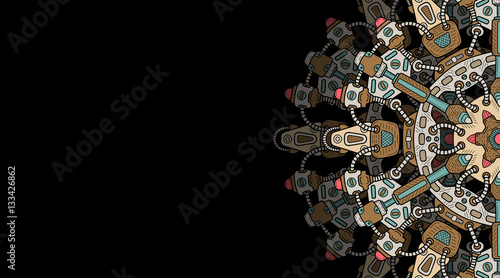 Banner with steampunk design elements. Steam mechanic elements. Steampunk ornament background. Vector illustration.