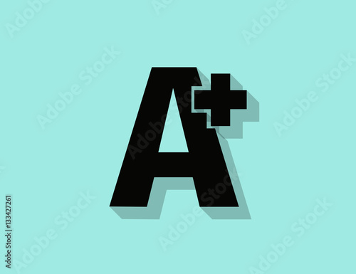 Vector flat plus larger font website icon with long shadow