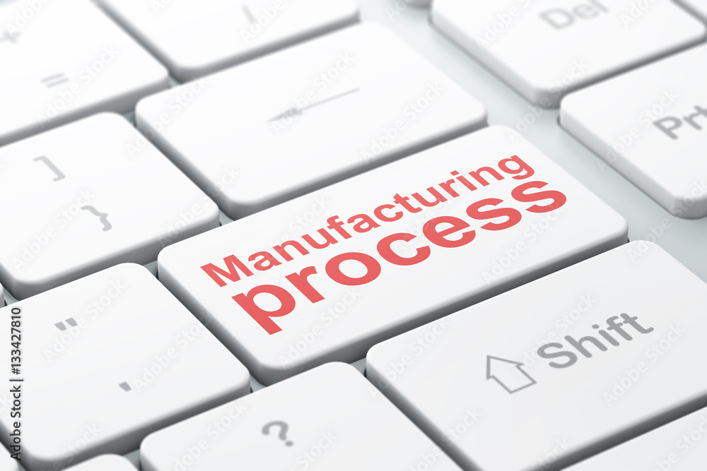 Manufacuring concept: Manufacturing Process on computer keyboard background Manufacuring concept: Manufacturing Process on computer keyboard background