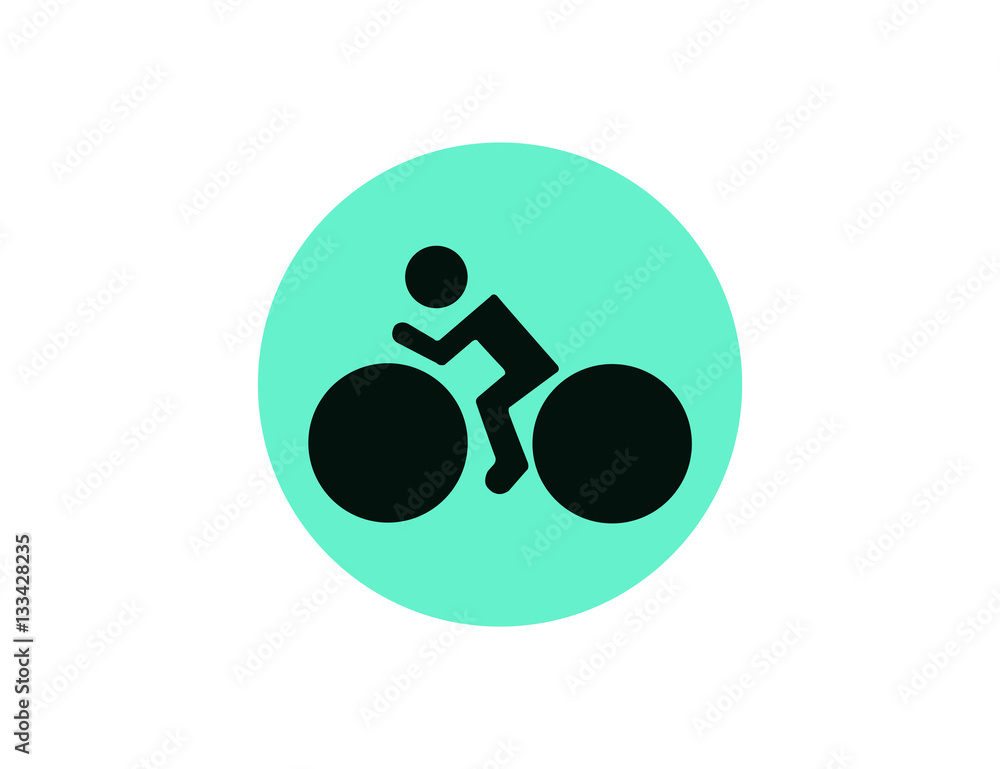 Vector flat bicycle man transport symbol icon Vector flat bicycle man transport symbol icon