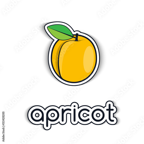 Apricot in a flat style with an inscription