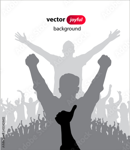 Poster with cheering people